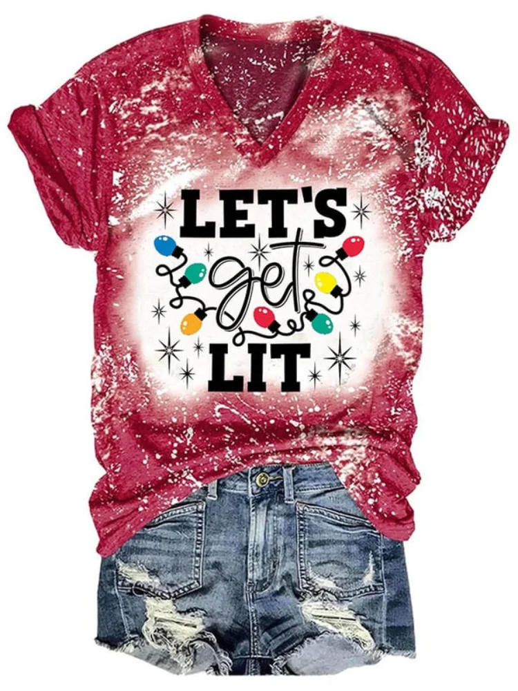 Vefave Let's Get It Print Tie Dye Short Sleeve T Shirt