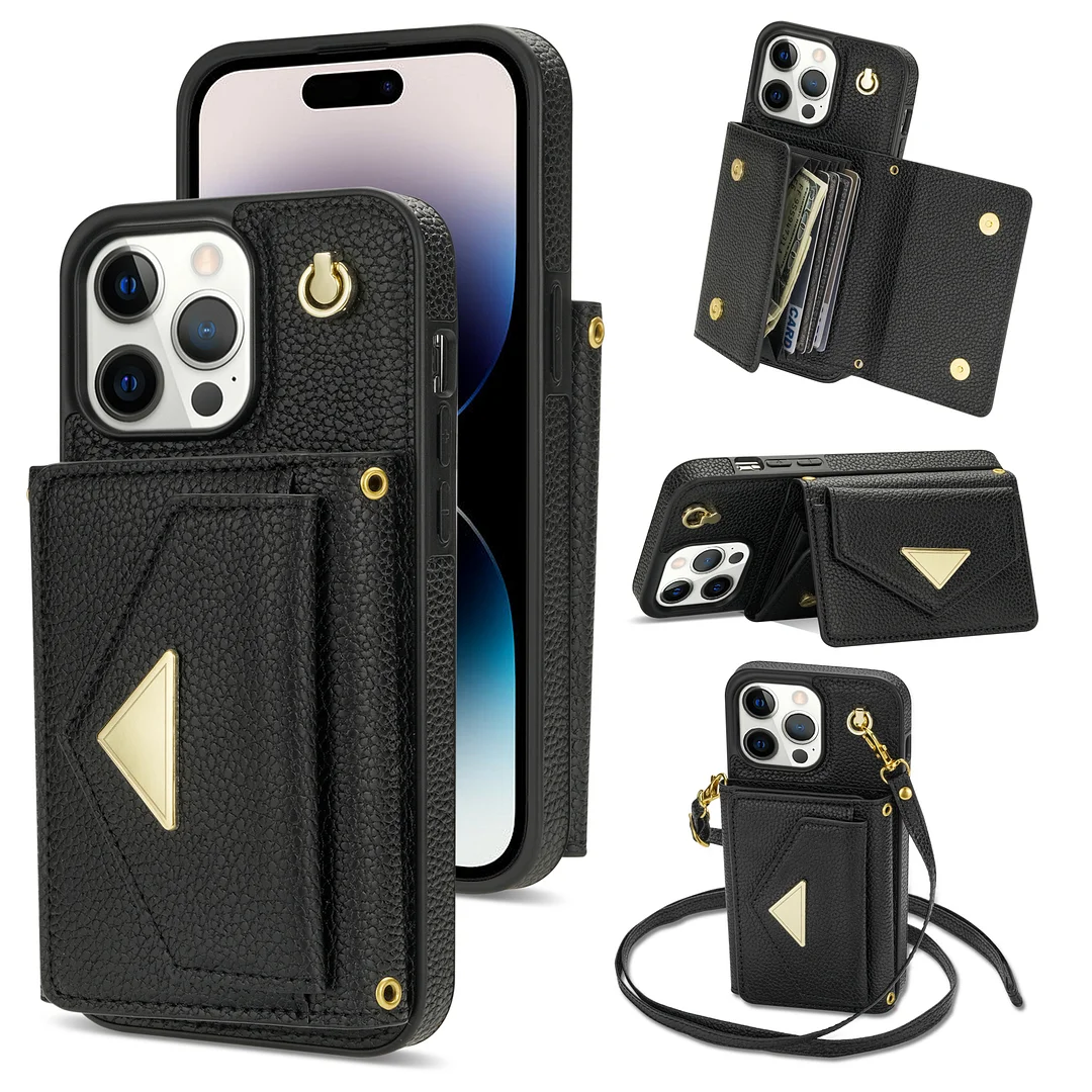 Luxury Crossbody Leather Phone Case With 7 Cards Wallet,Kickstand And Detachable Lanyard For IPhone 14/14 Pro/14 Pro Max/14 Plus/13/13 Pro/13 Pro Max/15/15 Pro/15 Pro Max/15 Plus
