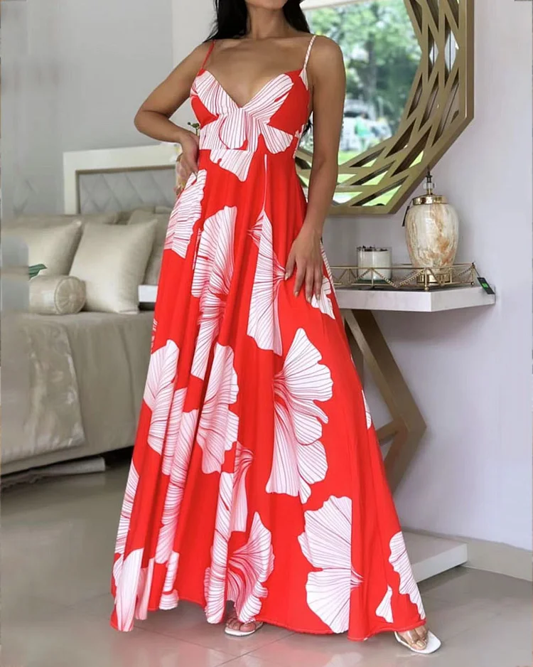 Elegant Printed Slip Dress