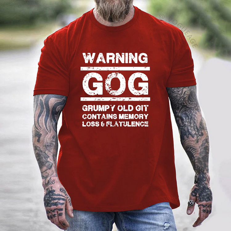 Warning Gog Grumpy Old Git Contains Memory Loss & Flatulence T-shirt