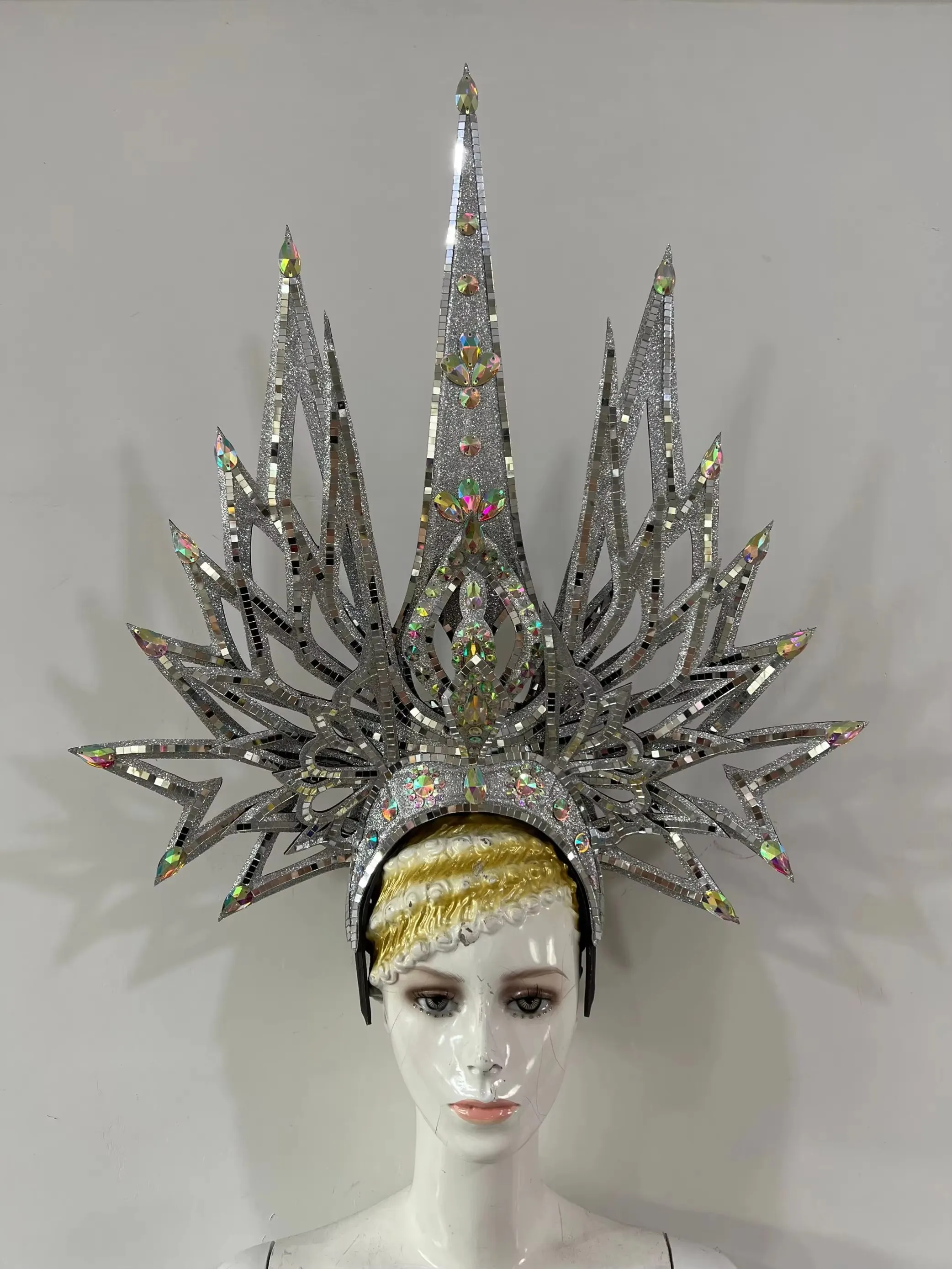VCSHOES Feather headdress samba costume carnival halloween party bar performance hat makeup dance wings parade