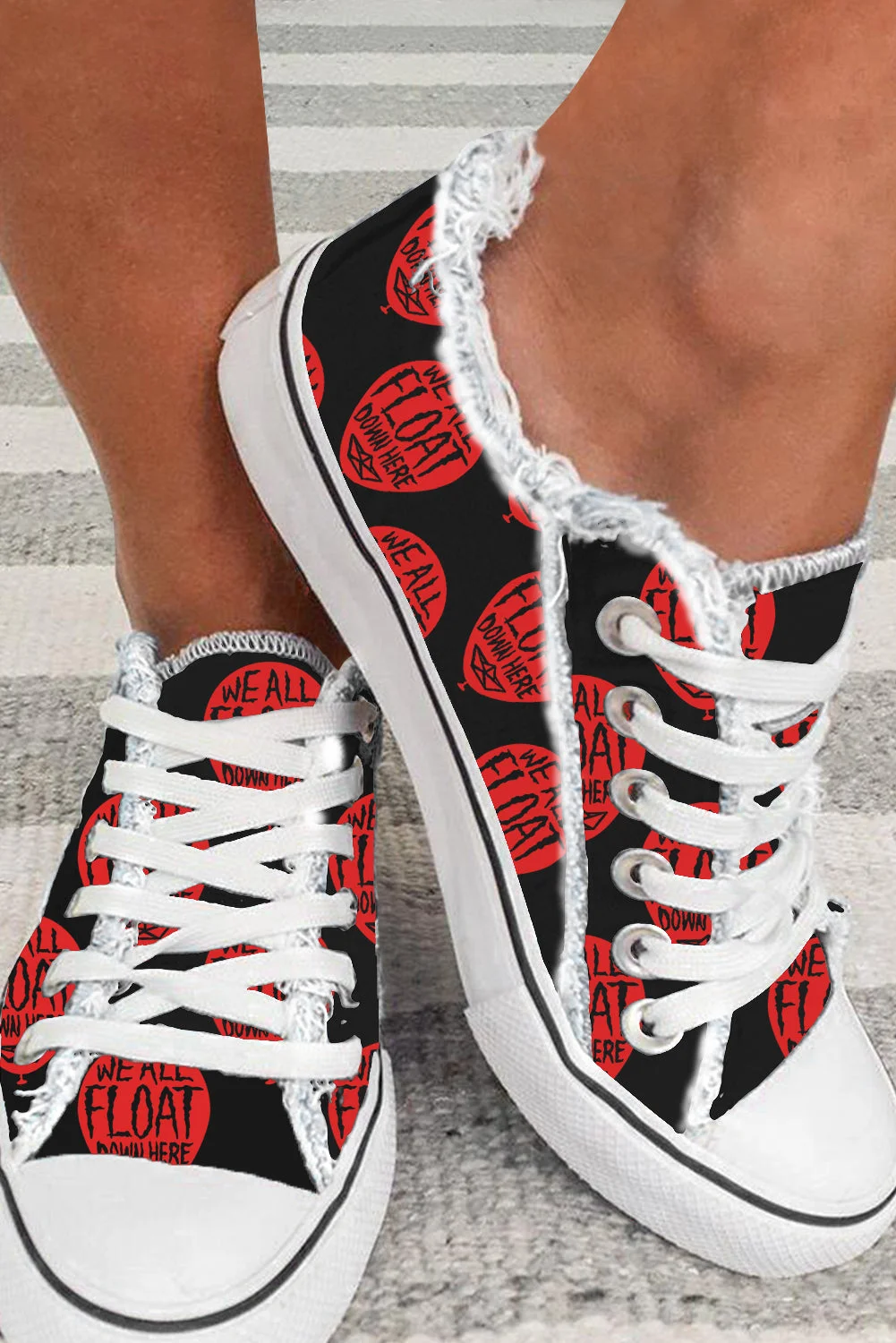 Halloween Balloon Raw Hem Canvas Shoes