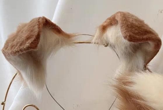 Light Brown Border Collie EarsTail Beast Style Cosplay Headwear SS0816