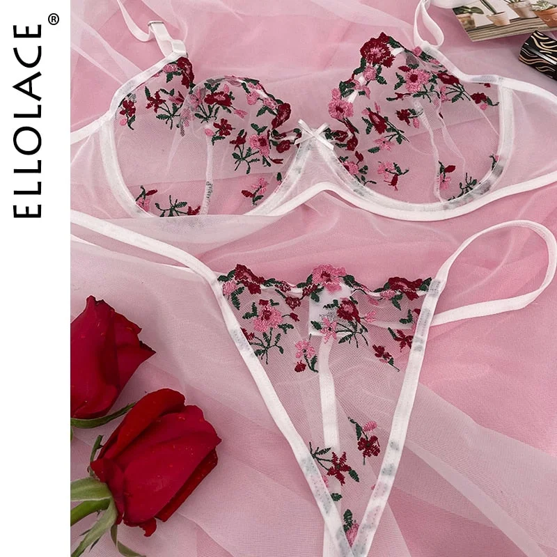 Ellolace Lingerie Sexy Women S Underwear Floral Embroidery Erotic