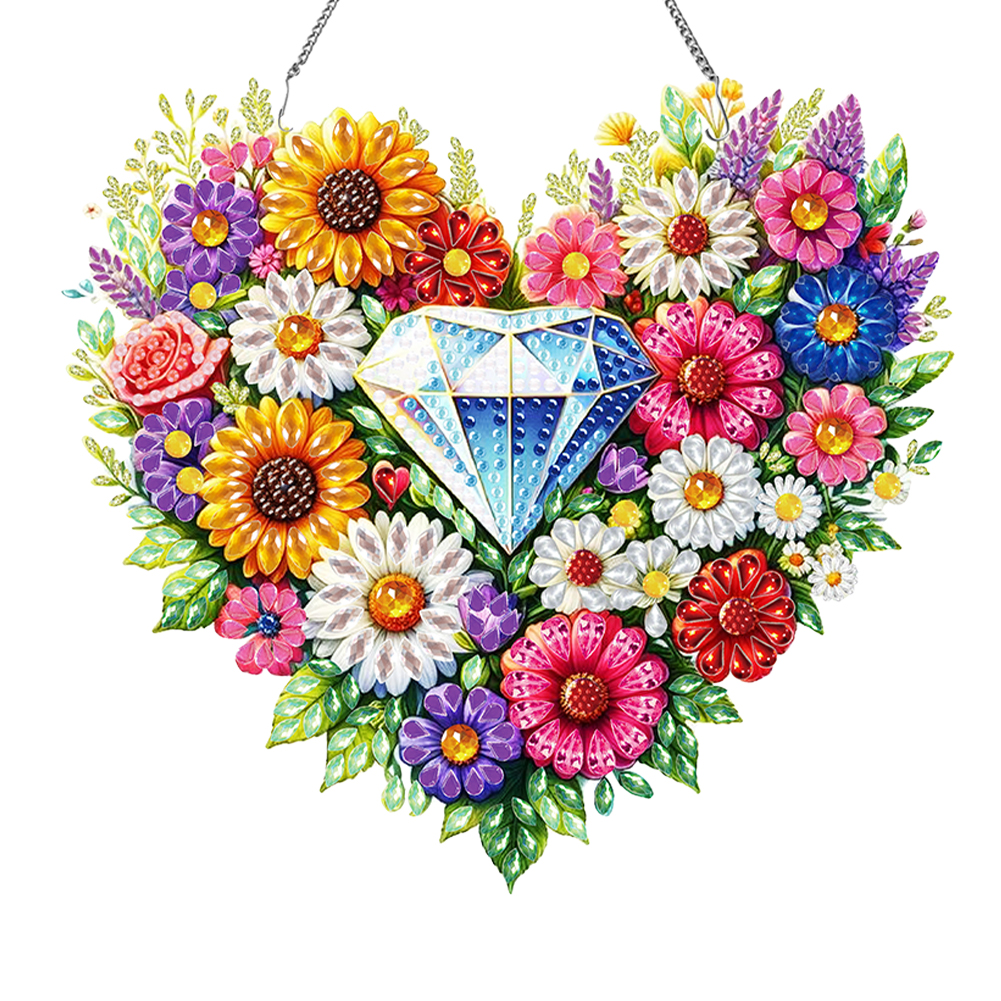 Acrylic Flower Diamond Art Hanging Pendant Colorful Home Decor (Diamond Flower)
