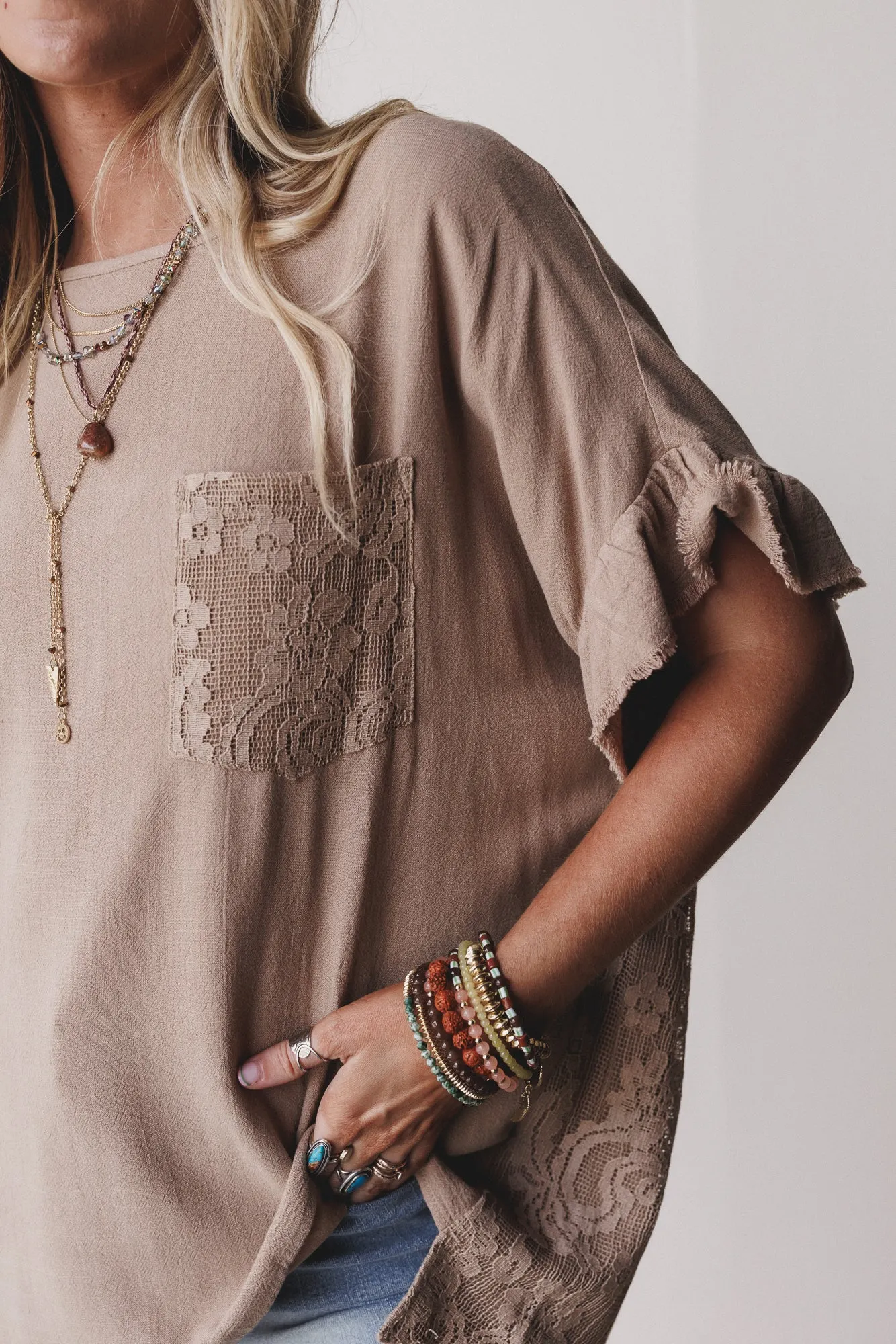 Zhara Lace Back Top - Mocha