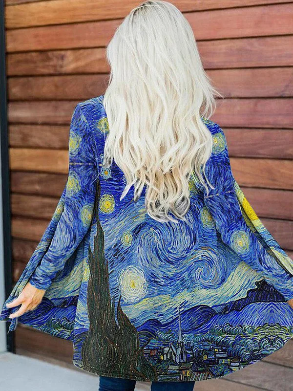 Van Gogh Starry Sky Printed Cardigan