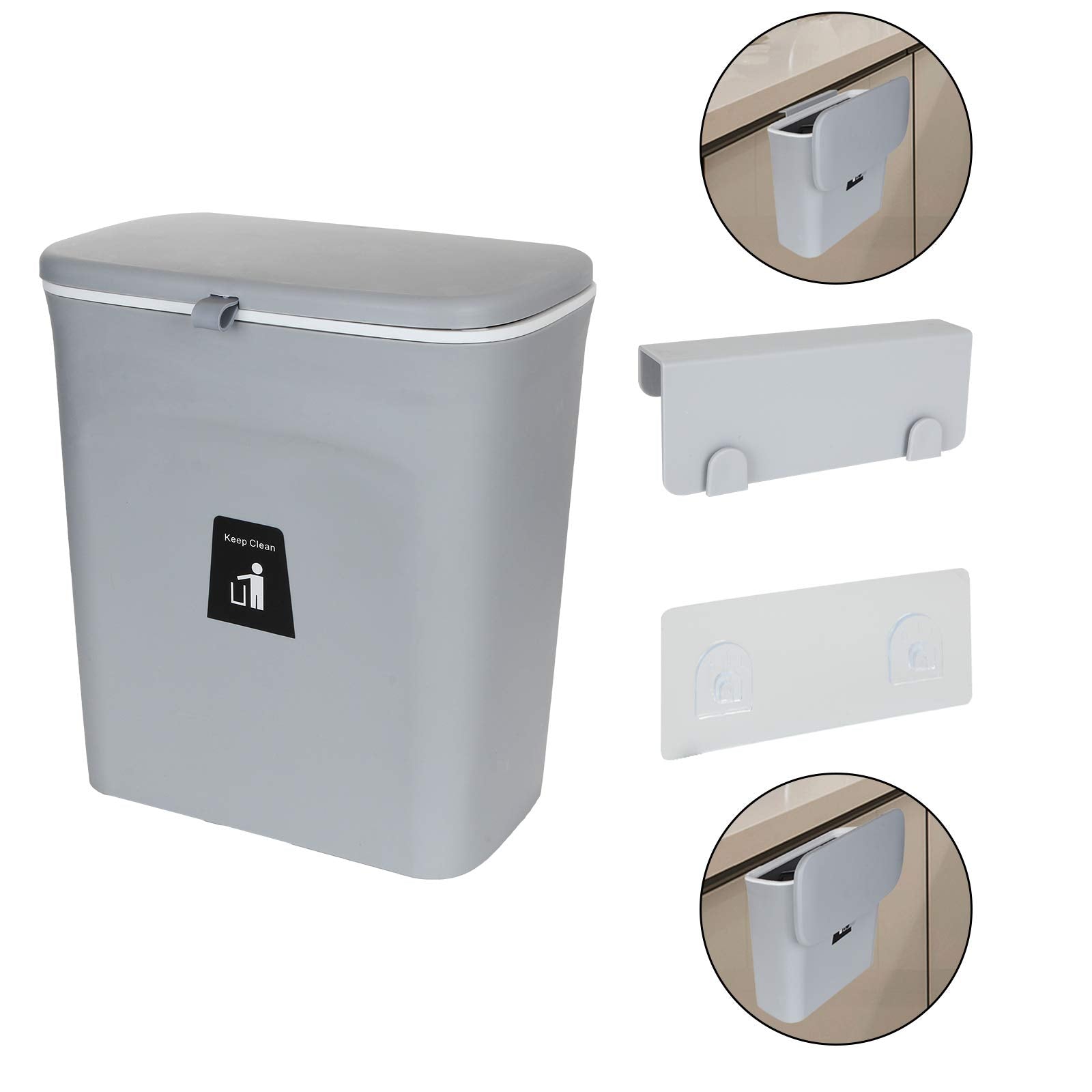 Large Kitchen Trash Can With Lid Household Wall-mounted Hanging Sliding Lid Trash Basket
