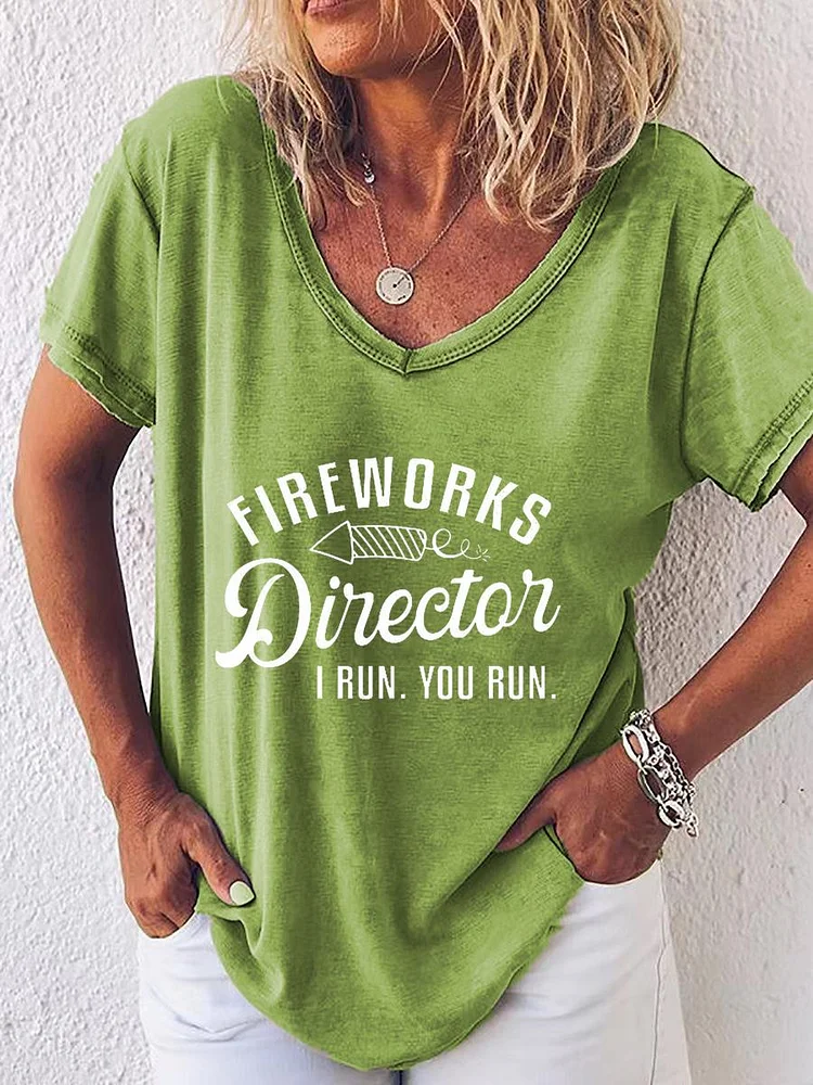American Independence Day V Neck T-shirt-00298