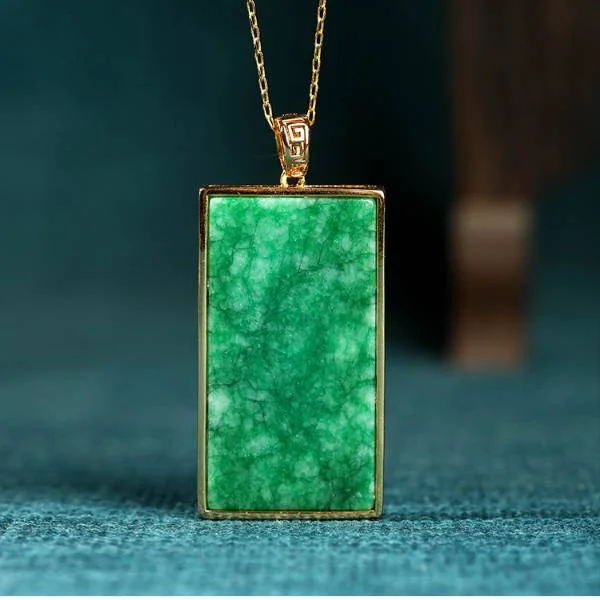 Natural Jade Amulet Fortune Pendant Necklace
