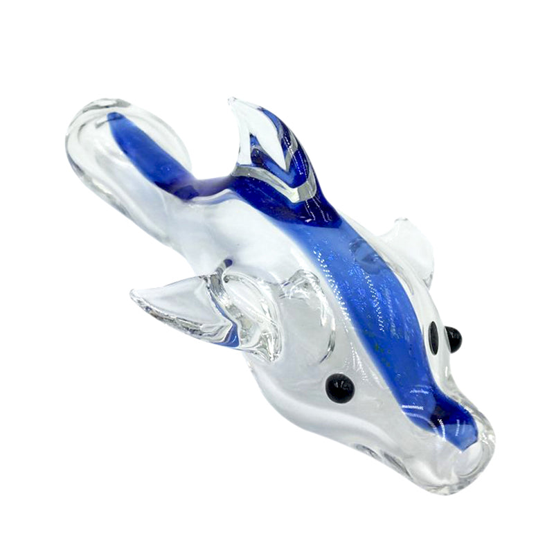 Clear Blue Dolphins Style Glass Hand Pipe Animal Pipe