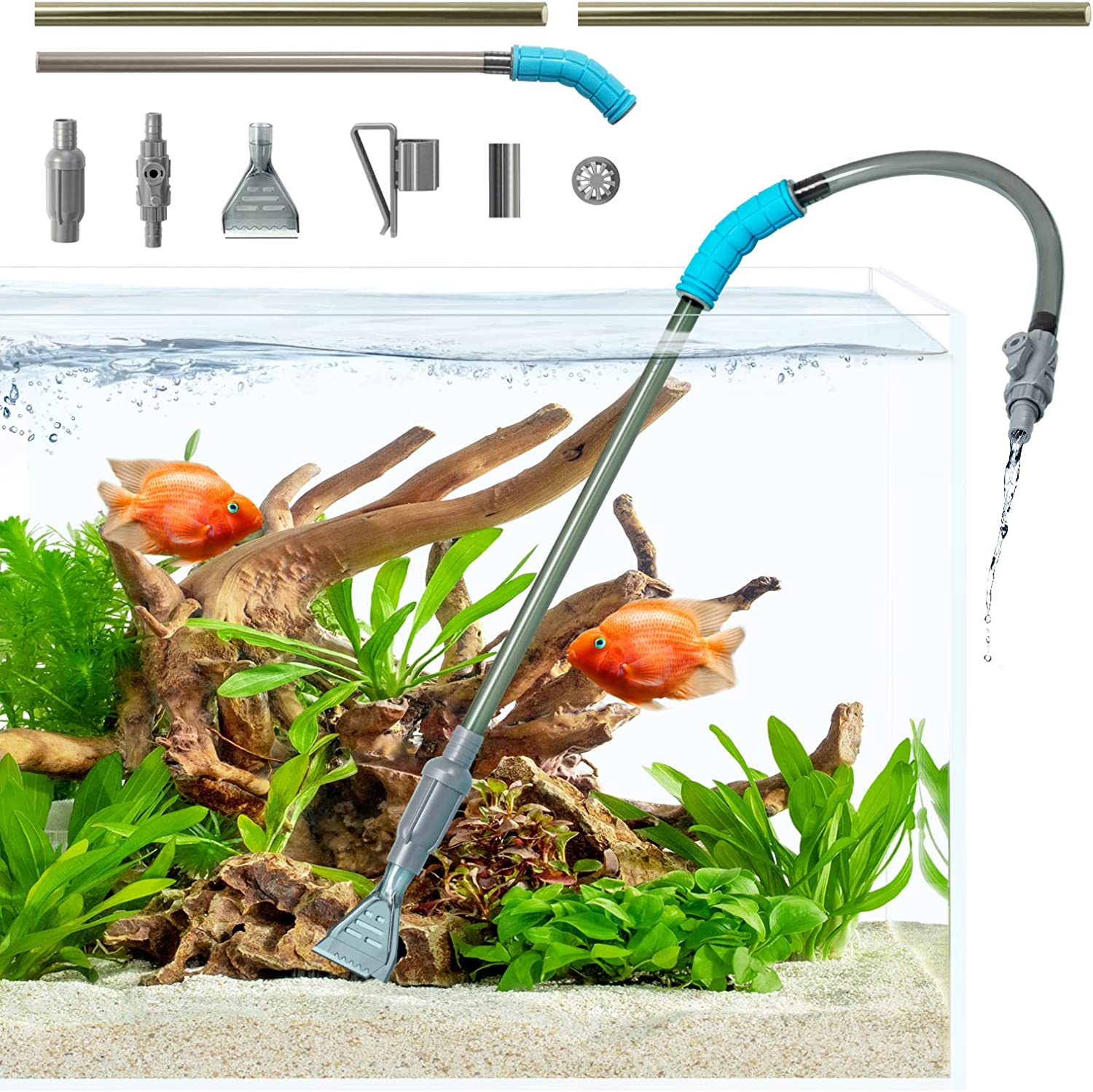 CHERLAM Fish Tank Cleaning Tools, 6 in 1 Multifunctional Aquarium