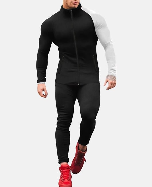 Casual Spliced Zip up Long Sleeve Shirt & Pants Set