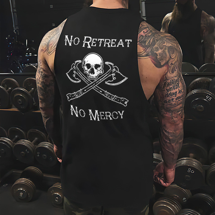 Livereid No Retreat No Mercy Skull Print Men's Vest - Livereid