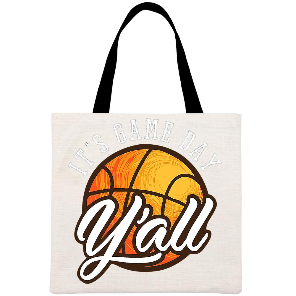 Vintage Basketball It's Game Day Yall Printed Linen Bag-Guru-buzz