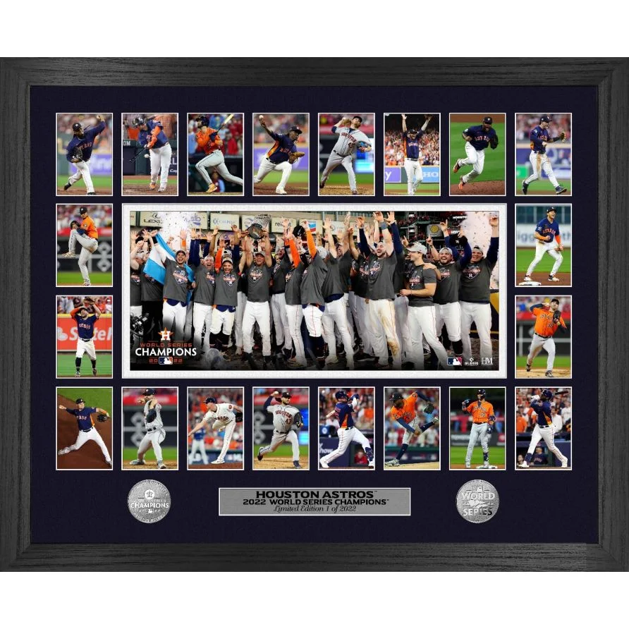 Houston Astros 2022 World Series Memorable Moments Silver Coin Photo Mint（MEASURES 22" X 18"）