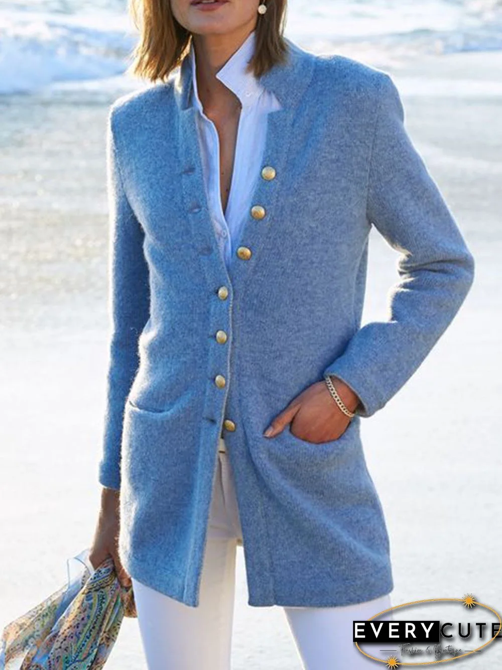 Women Casual Cotton-Blend Long Sleeve Blazer