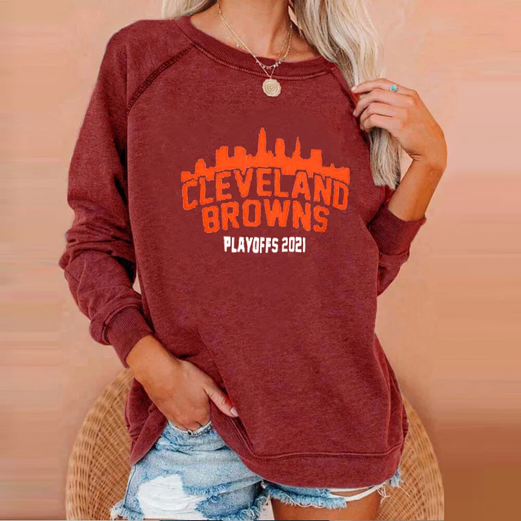 Printed casual crew neck long sleeve pullover