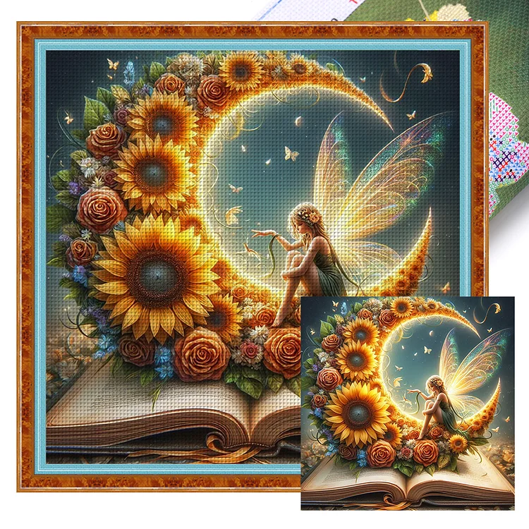 Wonderful Fairies In Books (50*50cm) 11CT Stamped Cross Stitch gbfke