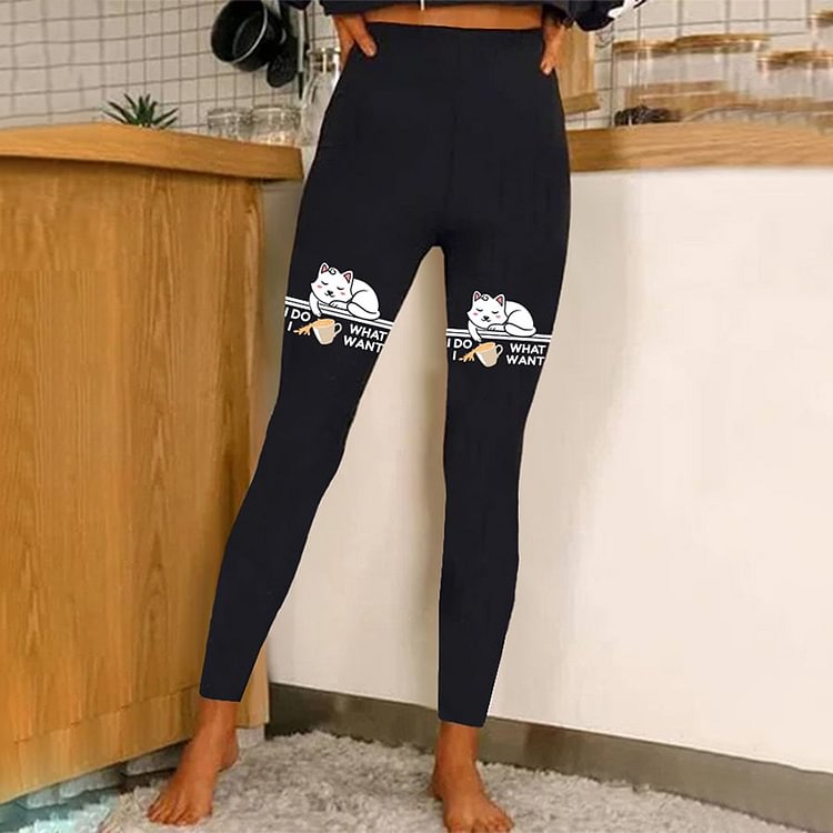 Comstylish I Do What I Want Print Casual Leggings