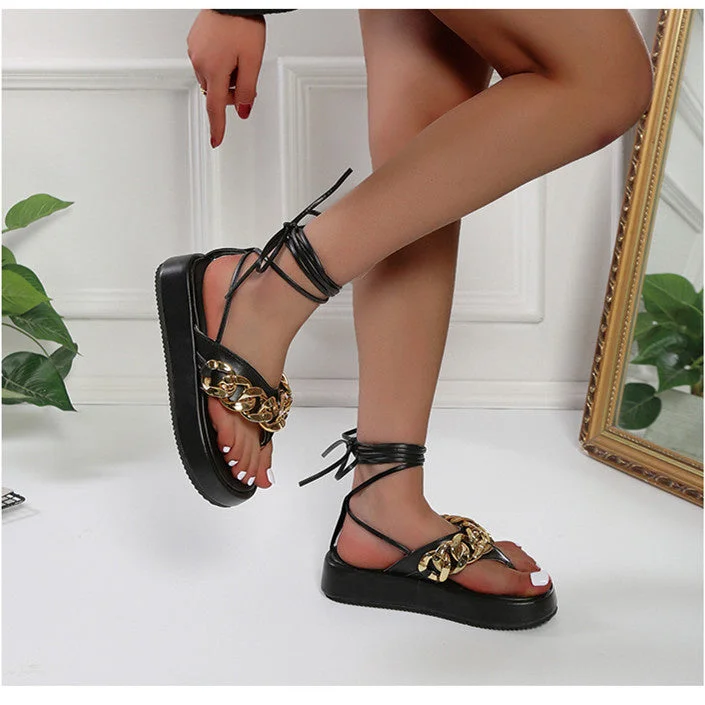 Metal Chain Ankle Strap Sandals