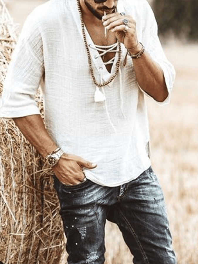 Men's Casual Solid Color Cotton Shirt socialshop