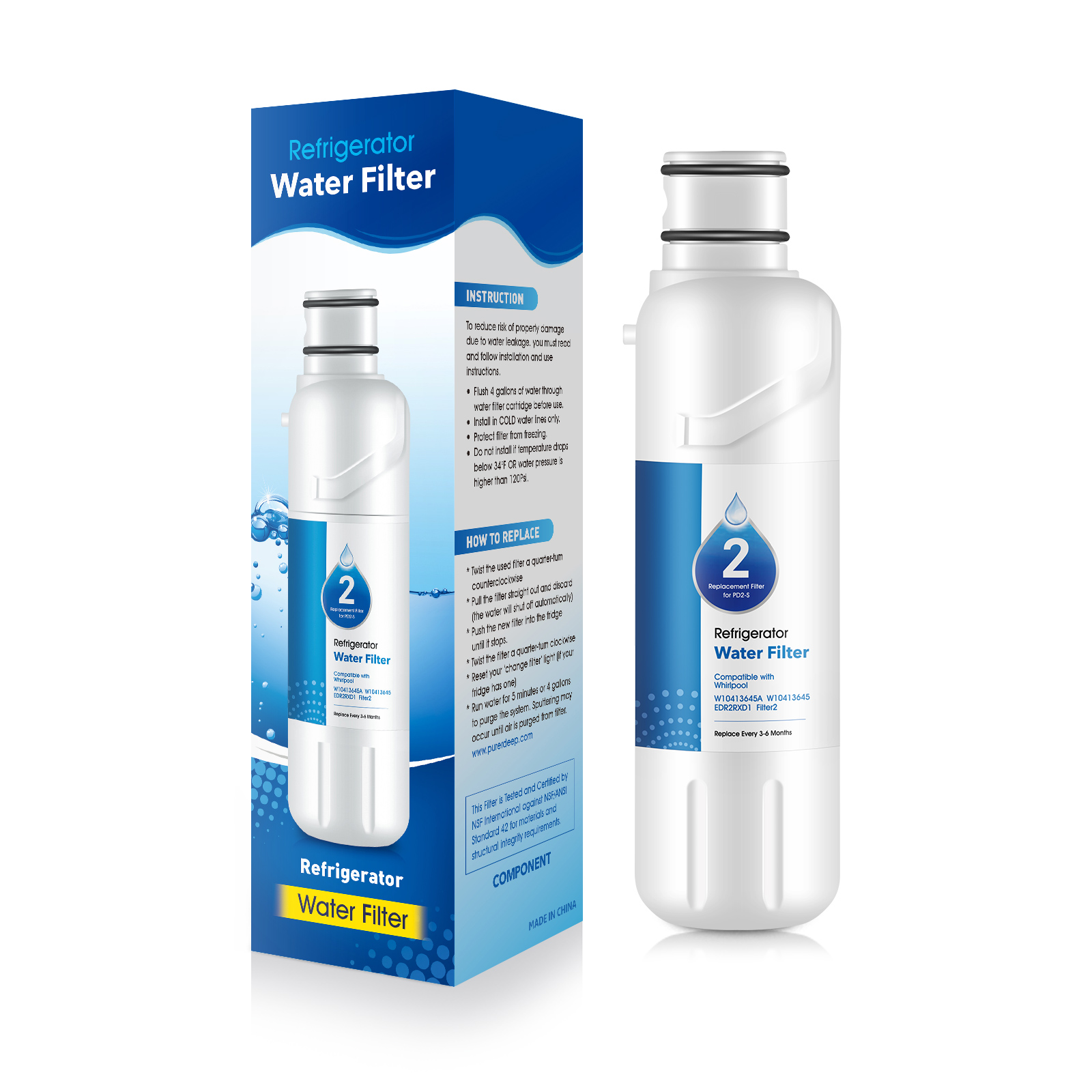 Filter1pro Compatible EDR2RXD1 Refrigerator Water Filter,W10413645A