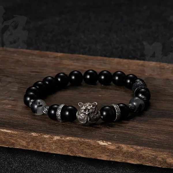 Natural Black Obsidian Gemstone Tiger Bracelet