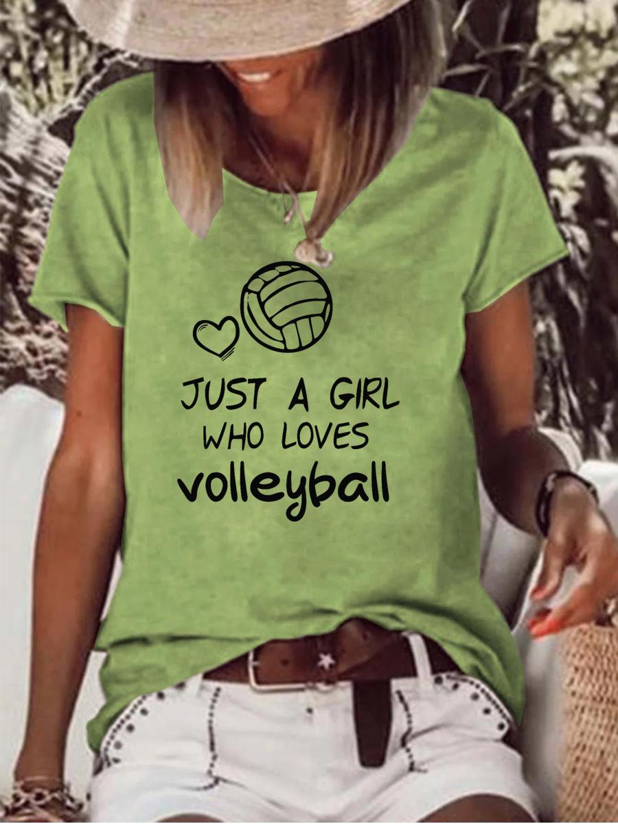 Just A Girl Who Loves Volleyball Raw Hem Tee-Guru-buzz