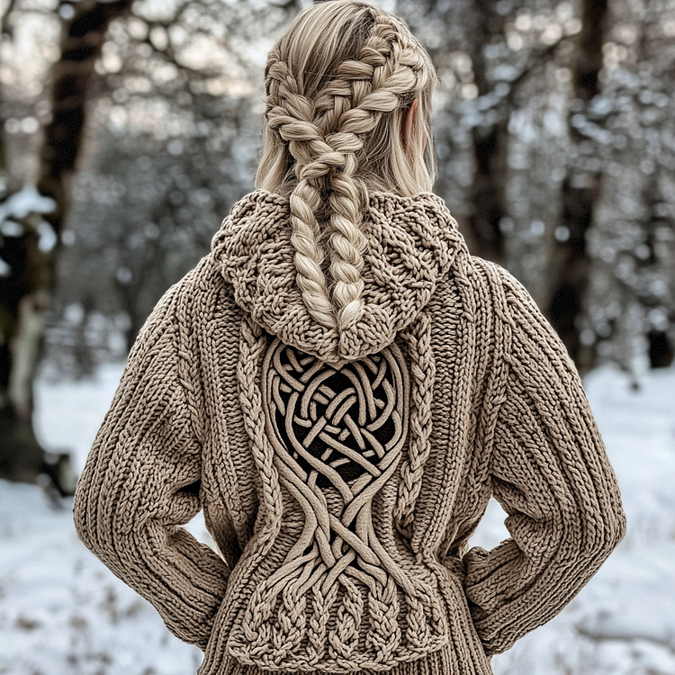 Women's Viking Tree Of Life Jacquard Celtic Knit Sweater