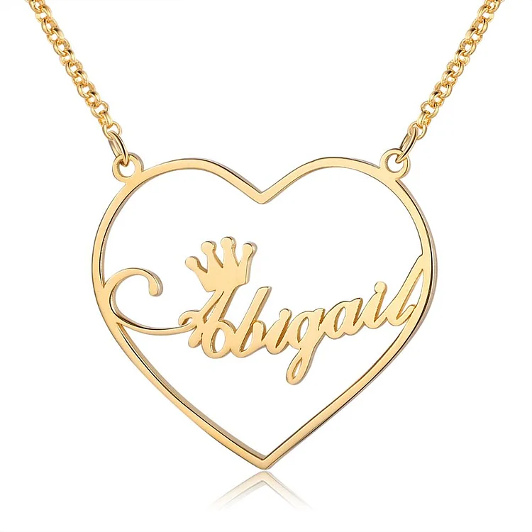 Heart Crown Name Necklace Personalized Name Necklaces