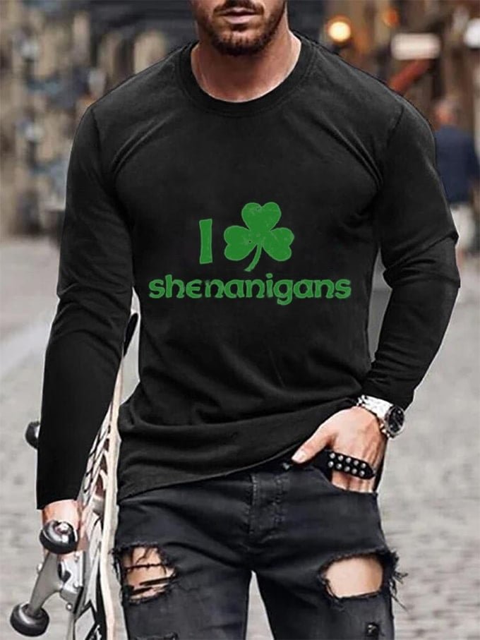 Men's St Patrick's I Love Shenanigans Print Top socialshop