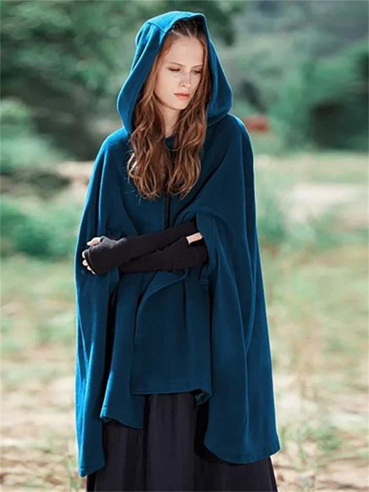 Women's Coat Cloak / Capes Hoodie Jacket Party Christmas Special Occasion Fall Winter Coat Regular Fit Windproof Warm Adorable Artistic / Retro Stylish Jacket Sleeveless Solid Color Oversize / Daily-Cosfine
