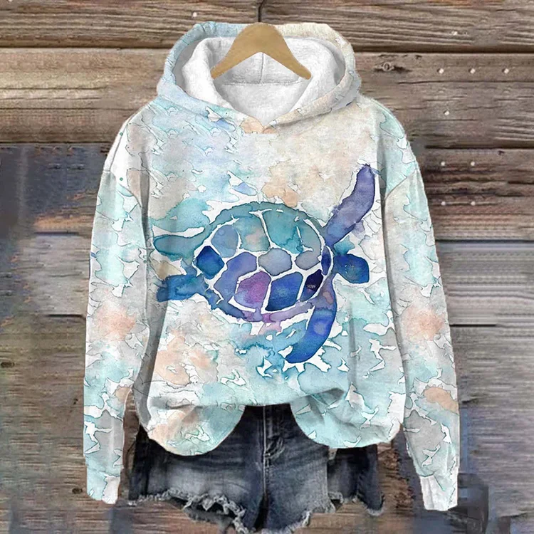 Women's Marine Protection Sea Turtle Watercolor Sweaters