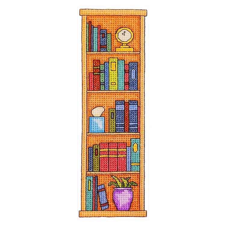 11CT Stamped Double-Sided Bookshelf Bookmark Embroidery Kit 18x6cm for Beginners gbfke