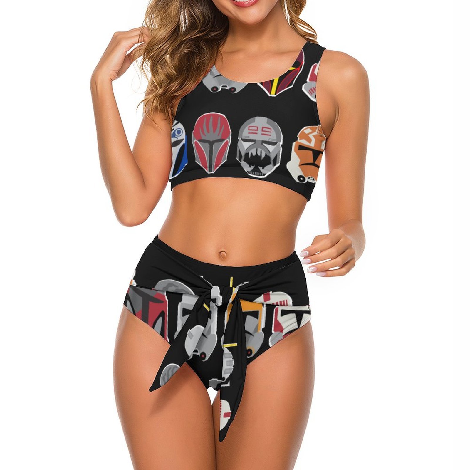 Women Mandalorian And Clone Trooper Helmet Sexy Summer Bikini Mid Rise