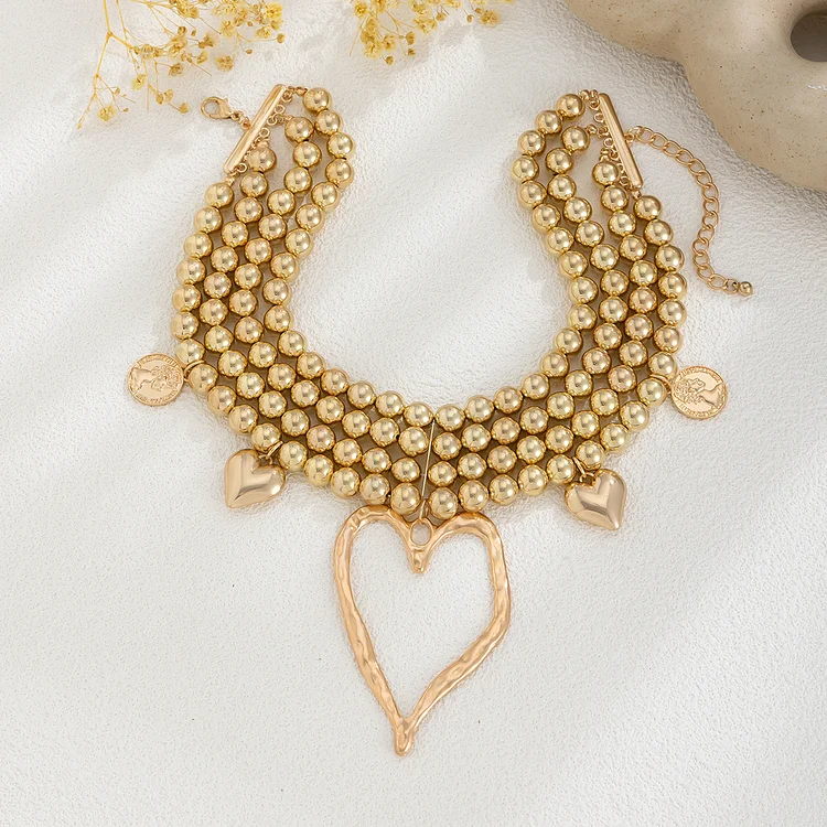 Vintage Imitation Pearl Exaggerated Multi-Layer Wear Big Love Pearl Necklace