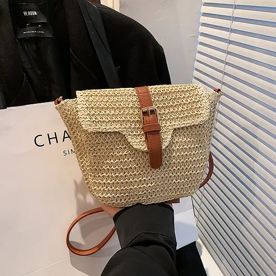 Bohemian Ethnic Style Straw Bag Women's 2025 New Summer Crossbody Mobile Phone Bag Seaside Holiday Beach Bag