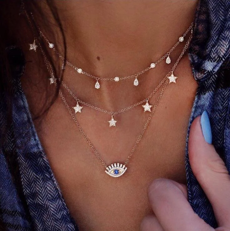Casual Three Piece Set Star Necklace Wholesale Cheap Jewelry