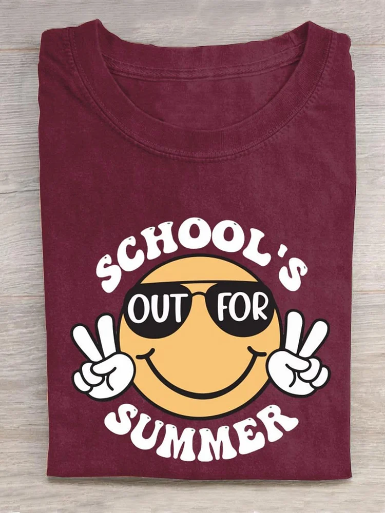 School Out For Summer Teachers Gift Art Design Print T-shirt socialshop