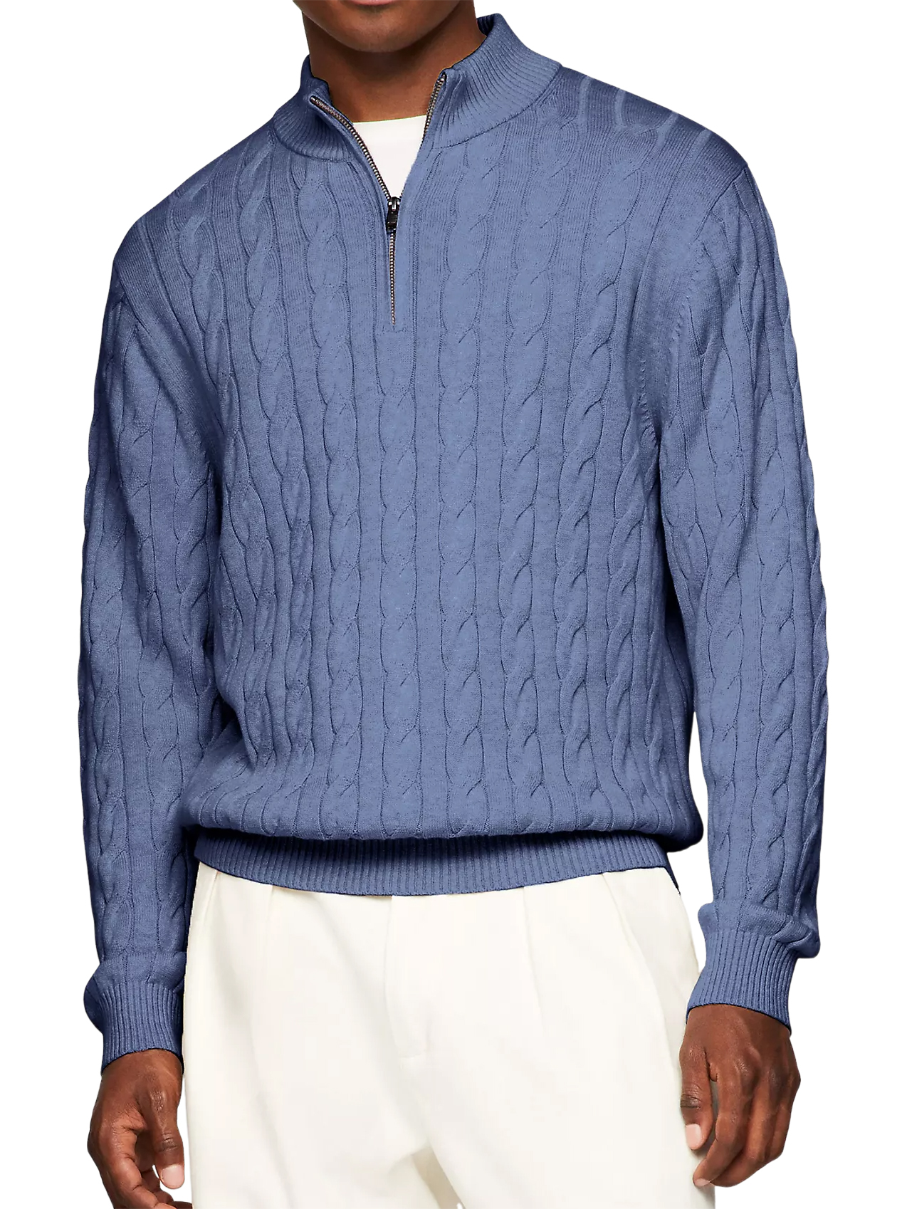 Men s Cable Knit Quarter Zip Sweater