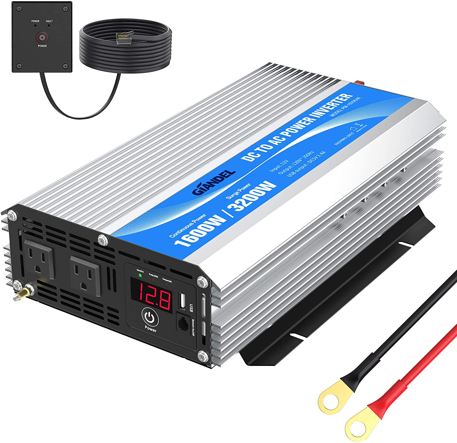 1600Watt Power Inverter Modified Wave Dc 12 To Ac 120Volt With Remote