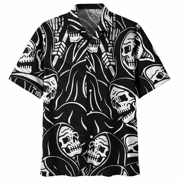 Skull Creative Print Fashion Casual Vacation Men'S Shirt