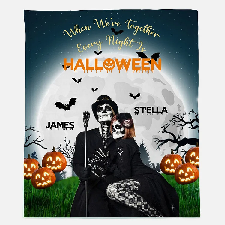 Halloween Blanket Personalized Names Pumpkin Blanket "When We're Together"