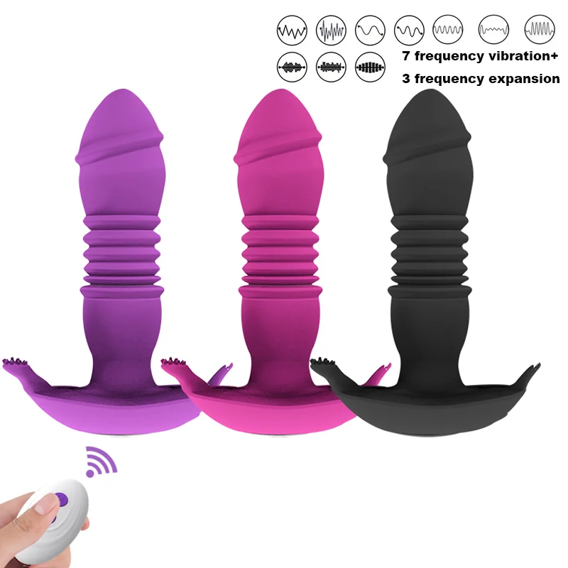 Telescopic G-spot Vibrator With Remote Control Anal Vibrator Prostate Massager - Rose Toy