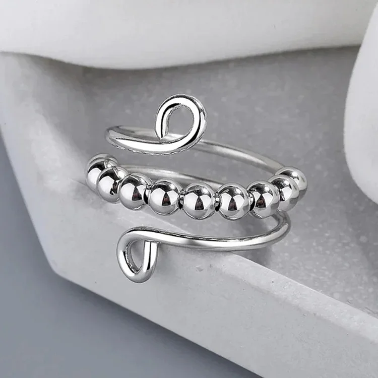 For Daughter-S925 Drive Away Your Anxiety Circle Beads Fidget Ring