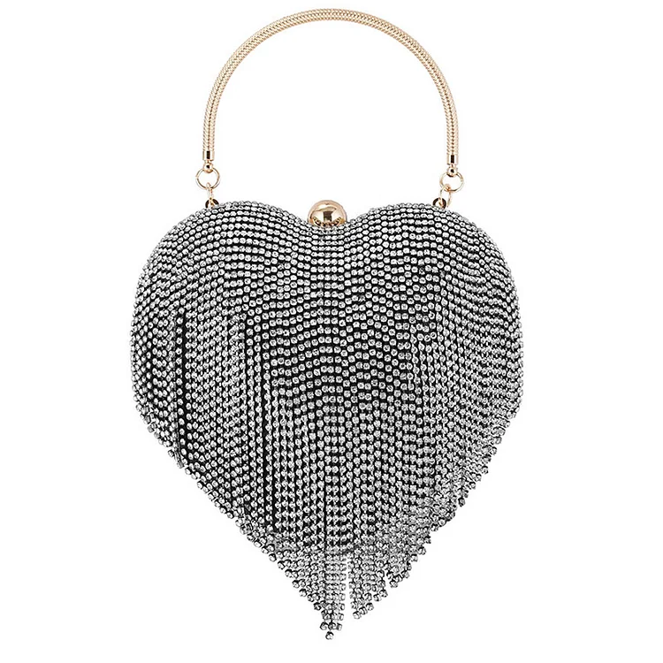 Dinner Pendant Fringe Rhinestone Bags-Black
