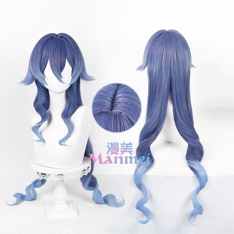 Genshin Impact Layla Curly Gradient Blue Wig ON161