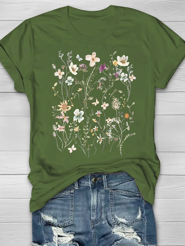 Vintage Wildflower Print Women's T-shirt