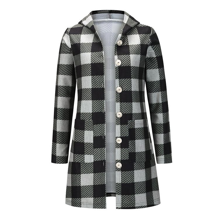 Casual Outerwear Female Plaid Jacket Long Hoodie Women Autumn Winter Coat Long Sleeve Chaqueta Lady Jackets Coats - BlackFridayBuys